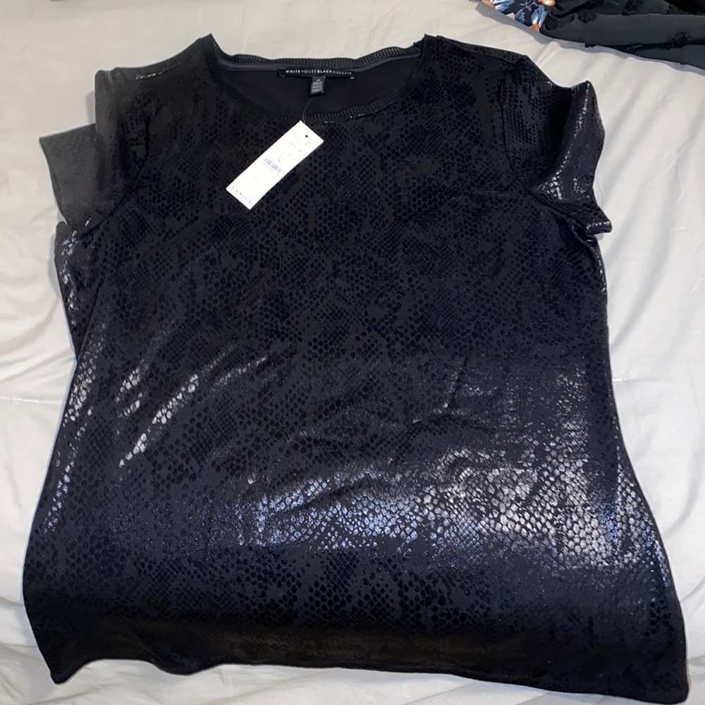 White House Black Market snake skin tee medium